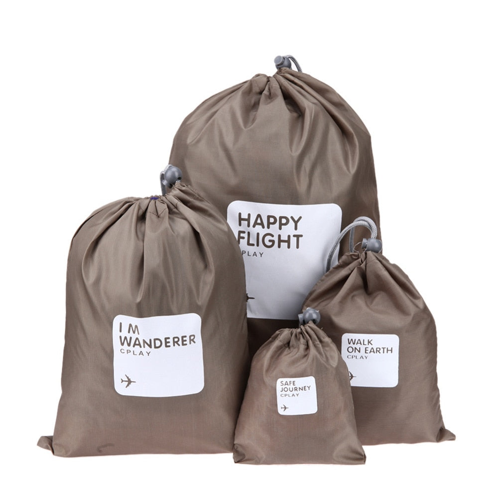 4 Pcs Waterproof Travel Drawstring Dry Storage Bag Shoe Laundry Lingerie Makeup Pouch For cosmetics Underwear Organizer