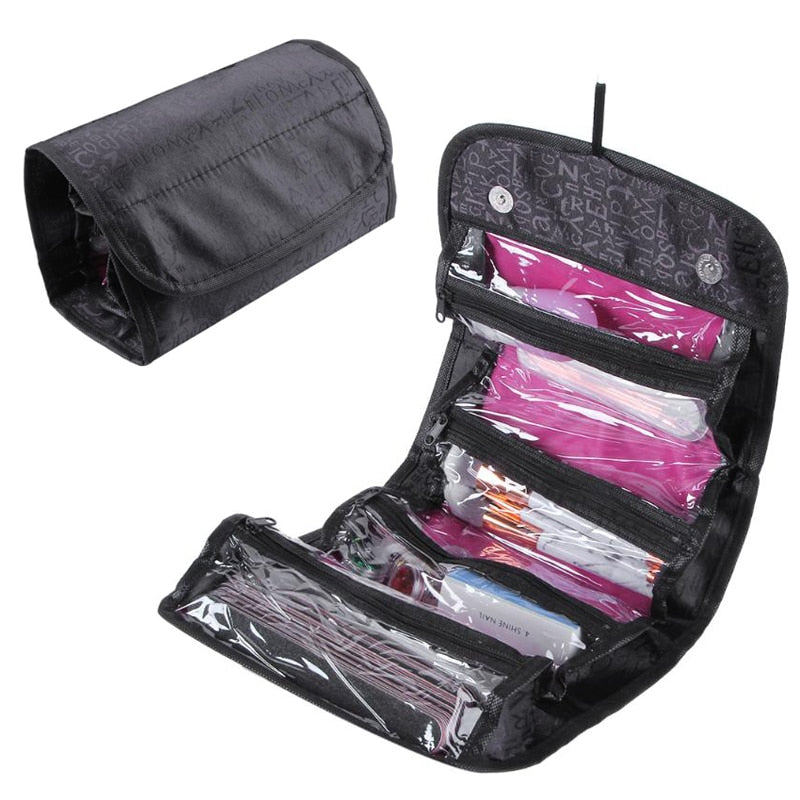 Folding Make Up Cosmetic Bag Case Big Capacity Women Makeup Bag Hanging Toiletries Travel Storage Kits Portable Organizer